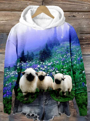 Cute Blacknose Sheep Pattern Cozy Hoodie