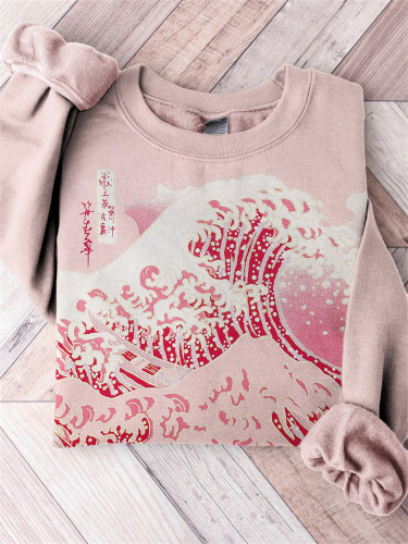 The Great Wave off Kanagawa Pink Inspired Sweatshirt