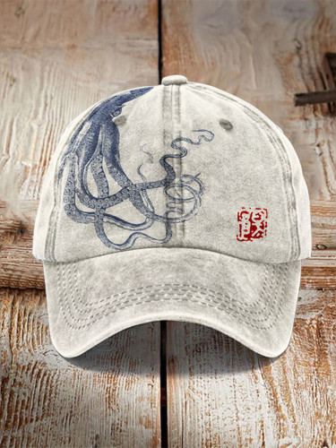 Japanese Art Octopus Graphic Baseball Cap