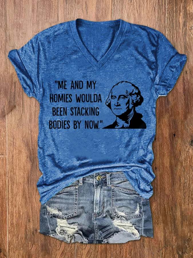 Women's 4th Of July Funny V-Neck Tee