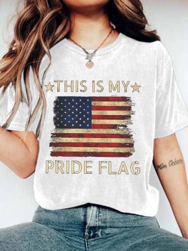 Women's Vintage This Is My Pride Flag Print Casual T-shirt