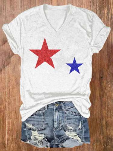 Women's Star Print Independence Day T-Shirt