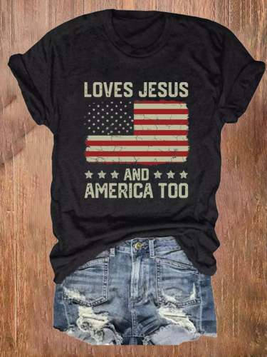 Women's Loves Jesus And America Too Classic T-Shirt