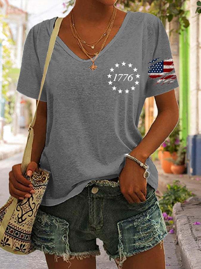 Women's 1776 Independence Day Print Casual T-Shirt