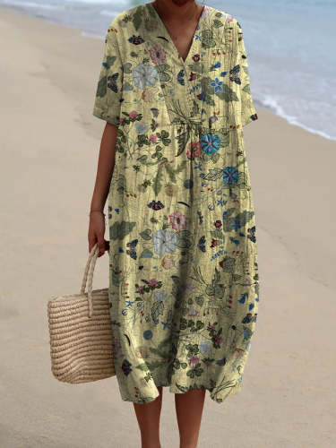 Women's Multicolor Floral Pattern Beach Resort Dress