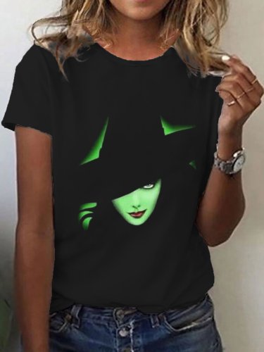 Women Halloween Witch Printed T-Shirt