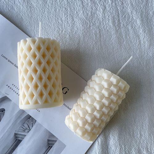 DIY Handmade Candle Making Cylindrical Honeycomb Scented Candle Silicone Mold Diamond-shaped Aromatherapy Handmade Soap Mold