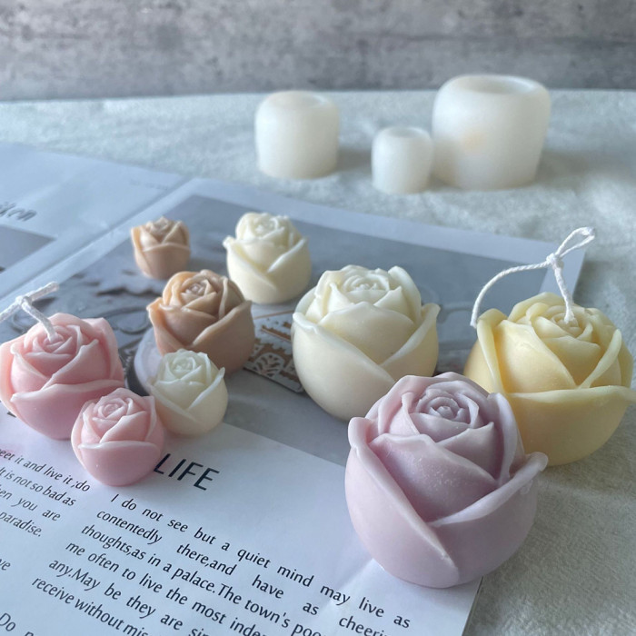 Rose Scented Candle Silicone Mold DIY Aromatherapy Candle Making Soap Mold Home Ornaments Decoration for Valentine's Day