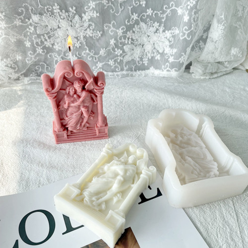 New DIY Aromatherapy Plaster Resin Crafts Romantic Couple Silicone Mold Arch Angel Love Messenger Candle Mould