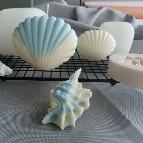 Handmade Plaster Candle Making Mould 3D DIY Aromatherapy Scented Seashell Scallop Silicone Candle Mold