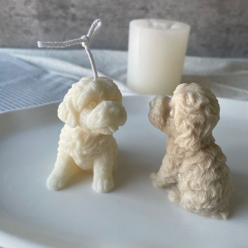 3D DIY Wax Candle Making Dog Shape Soap Resin Mould Teddy Puppy Candle Silicone Mold