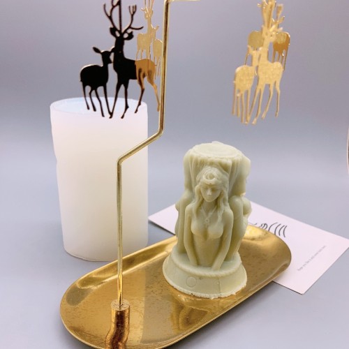 New DIY Crystal Magic Divination Ceremony Altar Silicone Mould Candlestick Three Goddess Candle Mold