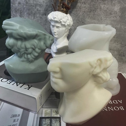 DIY Household Decoration Artist Humanoid Plaster Mould 3D Half Face David Head Silicone Candle Mold