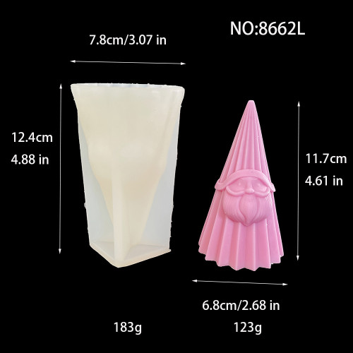 3D Santa Claus Aromatherapy Candle Silicone Mold Christmas Pie Gift Vertical Pattern Conical Santa Claus Gypsum Decoration Mold