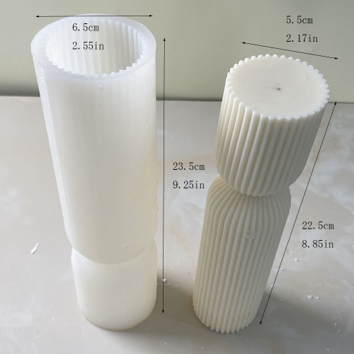Easy Demolding No Parting Lines Deformation Resistant Ribbed Aesthetic Twist Cylindrical Tall Pillar Candle Molds Combination