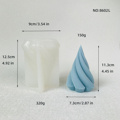 Geometric Rotating Stripe Cone Candle Mold Art Aromatherapy Home Decoration Gypsum Mold