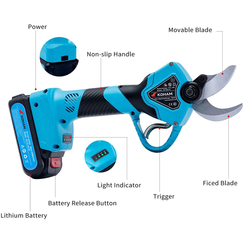 Us 244 6 Koham Professional Cordless Electric Pruning Shears With 2 Pack Backup Rechargeable 2ah Lithium Battery Powered Tree Branch Pruner 30mm 1 2 Inch Cutting Diameter 6 7 Working Hours Blue M Hardwarechoose Com