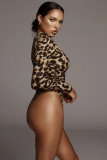Leopard Print One-shoulder Bodysuit