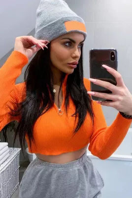 Solid Colors Zipper Long-sleeved Tops
