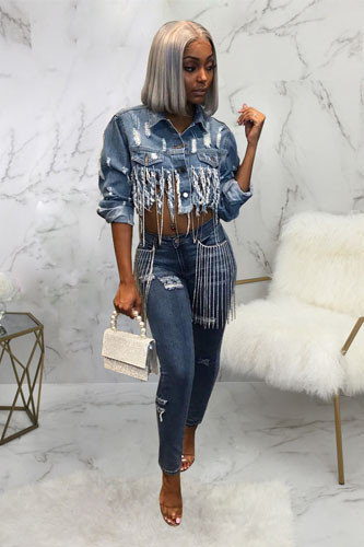 Ripped Short Denim Jacket