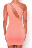 Solid Hollow Out Slash Neck Package Buttocks Dress