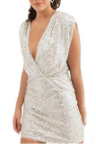 Glitter V-neck Sleeveless Bodycon Dress