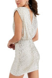 Glitter V-neck Sleeveless Bodycon Dress