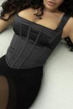 Fishbone Design Low Cut Tank Top