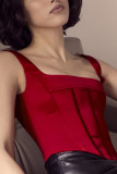 Fishbone Design Low Cut Tank Top