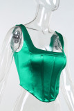 Fishbone Design Low Cut Tank Top