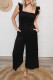 Smocked Pocketed Ruffled Sleeveless Wide Leg Jumpsuit