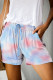 Multicolor Print Drawstring Casual Elastic Waist Pocketed Shorts