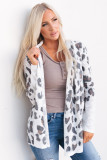 White Vintage Leopard Print Open Cardigan