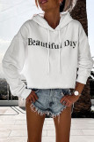White Beautiful Day Letters Graphic Hoodie