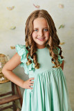 Ruffled Empire Waist Pleated Flowy Kid Dress