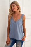 Sky Blue Eyelash V Neck Cami Tank Top