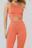 Orange Crisscross Sports Bra and Leggings Set