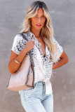 Leopard Pattern Short Sleeve Loose Shirt