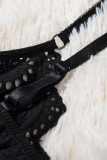 Black Adjustable Hollow Out Lace Bralette