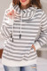 Contrast Cuffs Long Sleeve Striped Hoodie