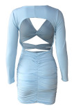 Backless V Neck Wrap Bust Hollow Out Bodycon Dress