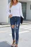 Plain U Neck Cute Cord Ball Sew In Knit Sweaters