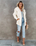 Hooded Plush Wool Coat With Pockets