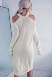 Apricot Cold Shoulder Halter Sweater Dress