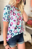 Multicolor Strappy V Neck Animal Print Top
