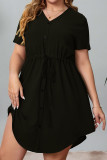 Plus Size Drawstring Elastic Waist Irregular Hem Dress Unishe Wholesale