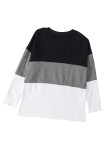 White Crew Neck Colorblock Plus Size Sweashirt