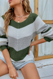 Middle Seam Striped Color Block Pullover Sweaters