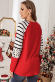 Striped Leopard Christmas Tree Print Tunic Top