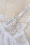White Adjustable Hollow Out Lace Bralette